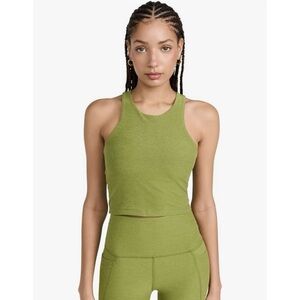 BEYOND YOGA SPACE DYE FOCUS CROPPED TANK (FERN GREEN HEATHER)
